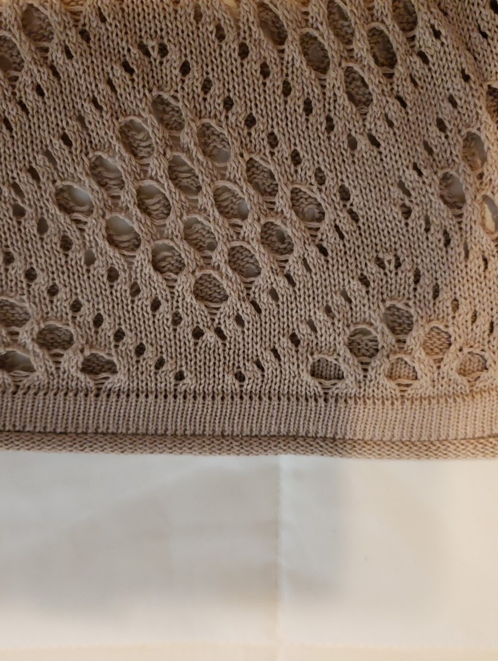 V-Neck Open Knit Sweater - Taupe - Picture 8 of 10